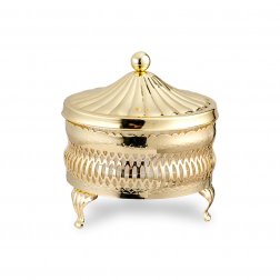 Queen Anne Сахарница круглая с крышкой 11см, сталь, золотой цвет