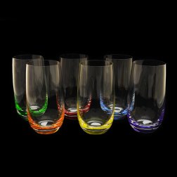 набор  стаканов для воды разноцветное дно 6 штук