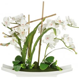 Декор.цветы "Орхидея белая" на керам подставке 56х11х58см