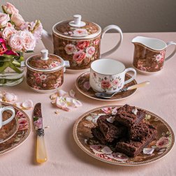 Чайный сервиз "Английская роза" 21 предмет на 6 персон  (6 чашек 0.2л , 6 блюдец, 6 тарелок 21см , ч